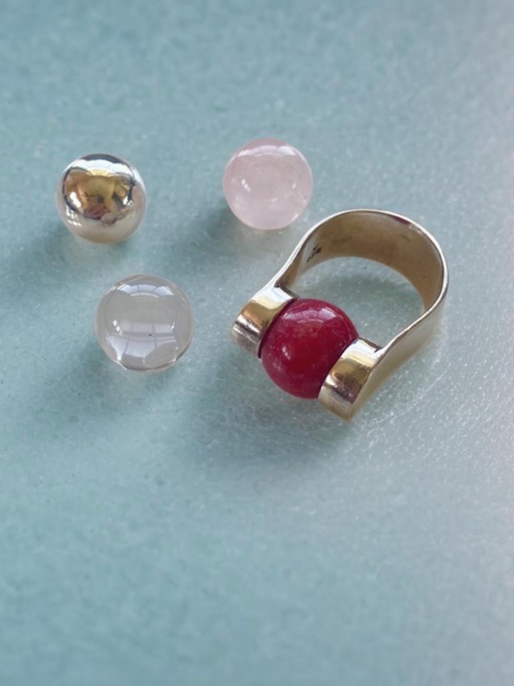 Silpada Interchangeable  Ring with 4 Beads! R0328 vintage 2004/2005 size 6